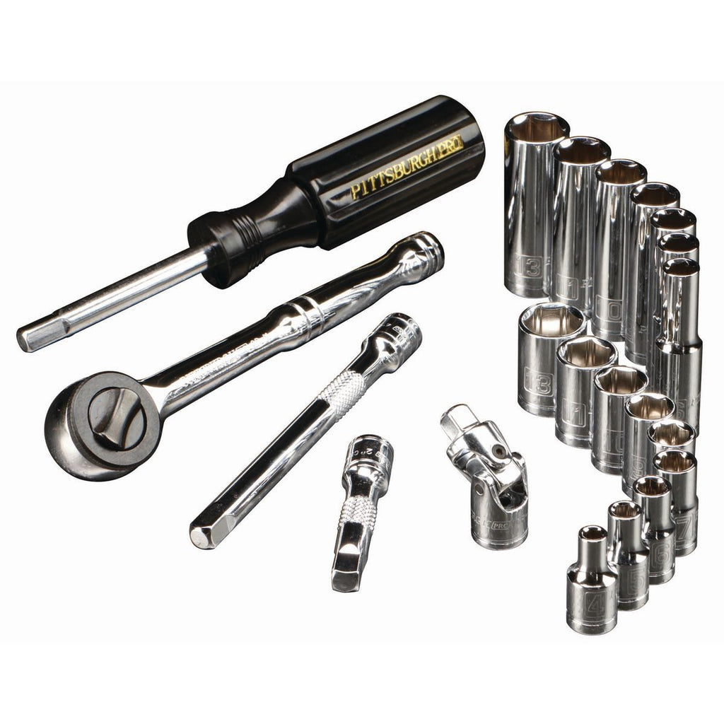 Pittsburgh 63460 1/4 in. Drive Metric Socket Set, 21-Piece — KVM