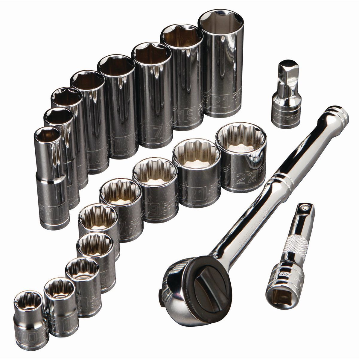 Pittsburgh 63463 3/8 in. Drive Metric Socket Set, 20-Piece