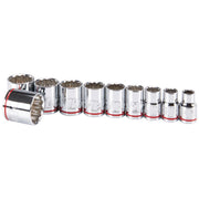 Quinn 64211 3/8 in. Drive SAE Chrome Socket Set, 10-Piece - KVM Tools Inc.KVHF64211