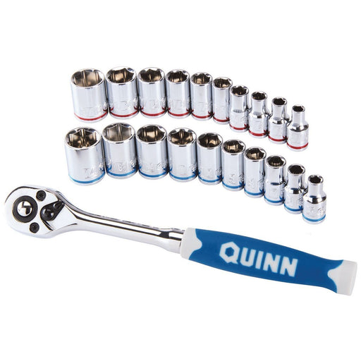 Quinn 64537 1/4 in. Drive SAE and Metric High Visibility Socket Set, 21 Piece - KVM Tools Inc.KVHF64537
