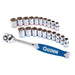 Quinn 64538 1/2 in. Drive SAE and Metric Chrome Socket and Ratchet Set, 21 Piece - KVM Tools Inc.KVHF64538