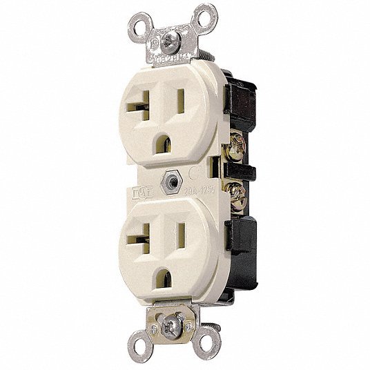 Leviton CR20-I Receptacle, Ivory, 20 A, 2P3W, Side, 1PK - KVM Tools Inc.KV792U97