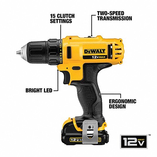 Dewalt DCD710S2 3/8 in, 12V DC Cordless Drill, Battery Included - KVM Tools Inc.KV6CXN2