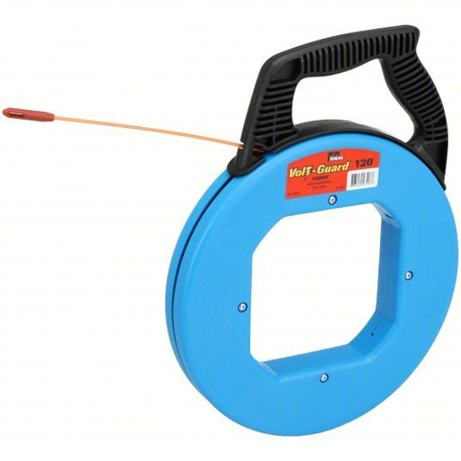 Ideal 31-544 Fish Tape 120 ft Lg, Manual Wind Tape Retraction, 350 lb Tensile Strength, 12 in Case Dia - KVM Tools Inc.KV6ECR4