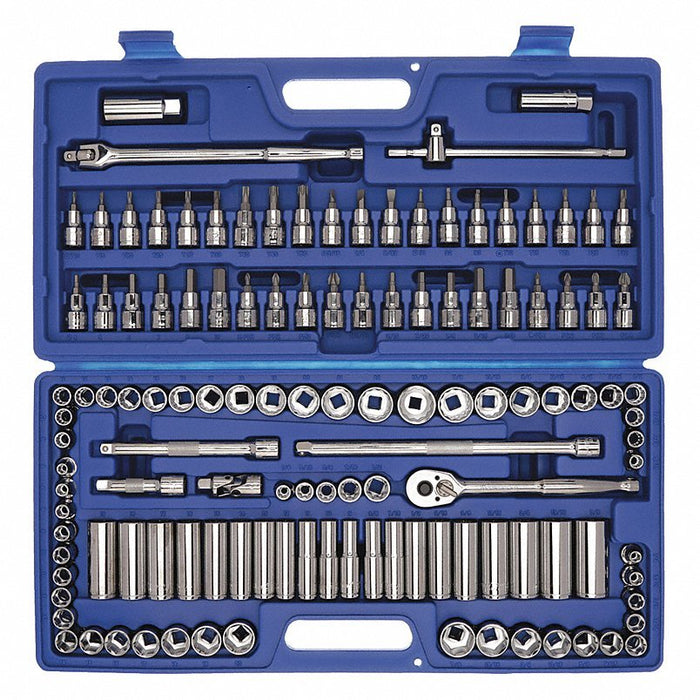 KVM Tools KV6XZ82 Socket Wrench Set, 3/8 in Drive Size, (25) 12-Point, (26) 6-Point, (6) 8-Point, 125-Piece - KVM Tools Inc.KV6XZ82