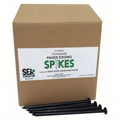 Barrier SCOMO8-200-024 Composite Landscape Spike 8 in L x 3/8 in dia, Polypropylene, Black, 200 PK - KVM Tools Inc.KV6ZFY6