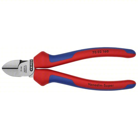 Knipex 70 02 160 Diagonal Cutting Plier Std, Straight, Narrow, 3/4 in Jaw Lg, 7/8 in Jaw Wd, 6 1/4 in Overall Lg, 70 - KVM Tools Inc.KV10T983