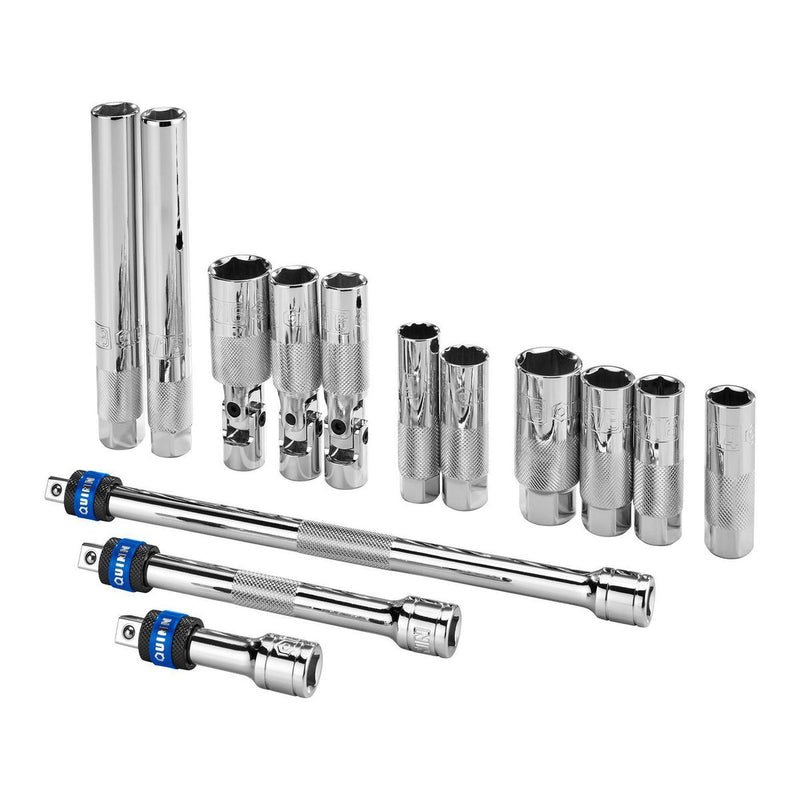 Quinn 70168 3/8 in. Drive SAE and Metric Spark Plug Socket Set, 14-Piece - KVM Tools Inc.KVHF70168
