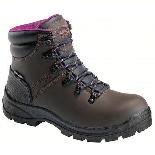 Avenger Safety Size 6.5 Women's 6 in Work Boot Steel Work Boot, Brown - KVM Tools Inc.KV793KP2
