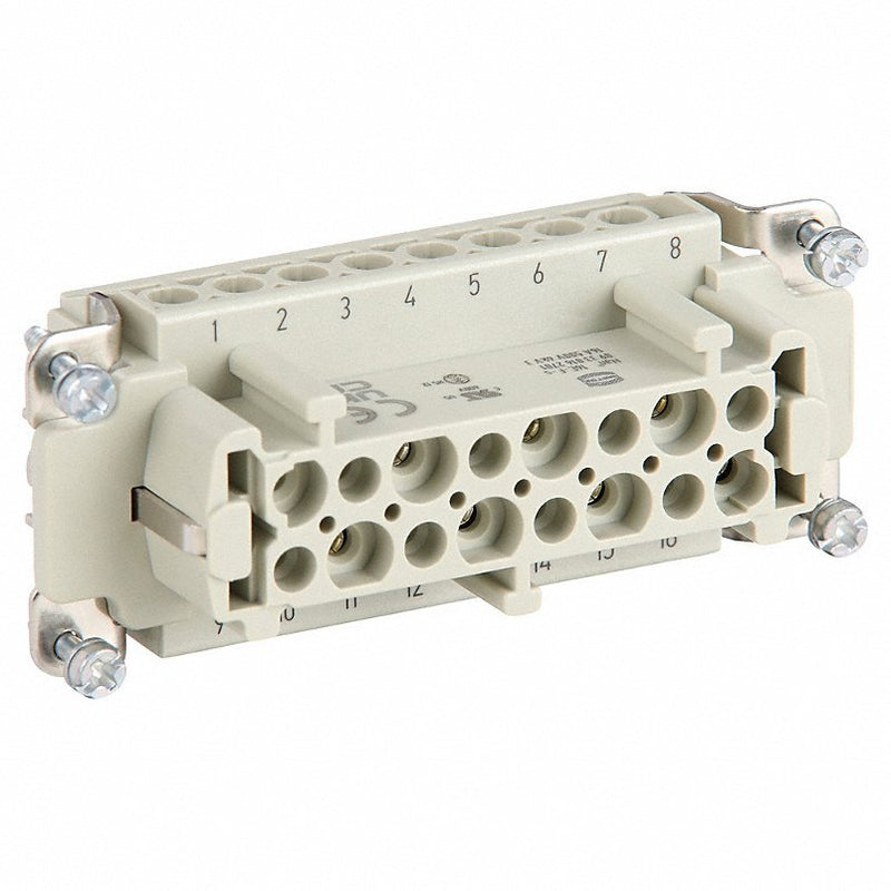 Harting 09330162701 Industrial Rectangular Connector Insert Han® E, Screw, Female, 16 A Current Rating, Gray - KVM Tools Inc.KV793XG1