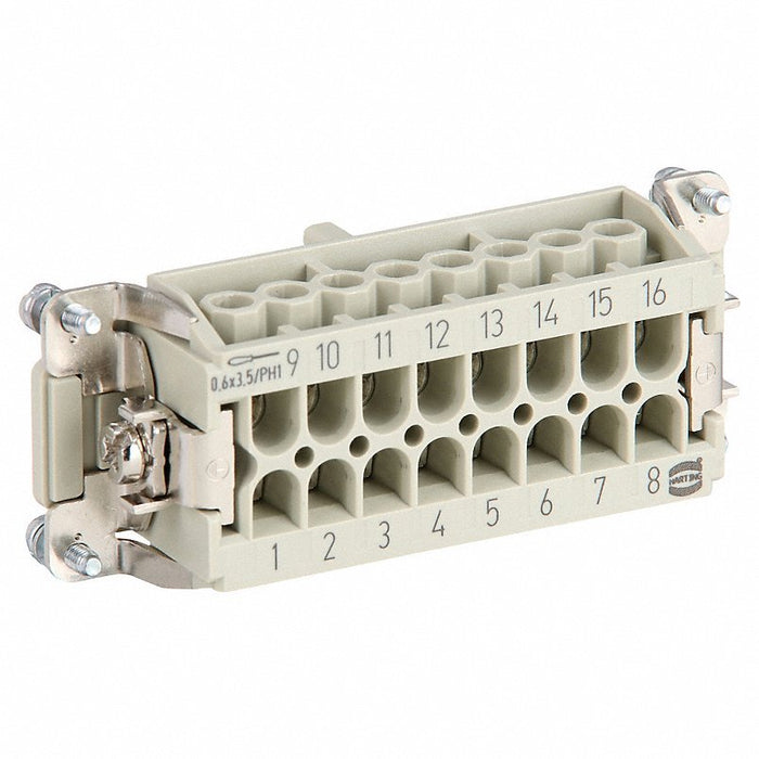 Harting 09330162701 Industrial Rectangular Connector Insert Han® E, Screw, Female, 16 A Current Rating, Gray - KVM Tools Inc.KV793XG1