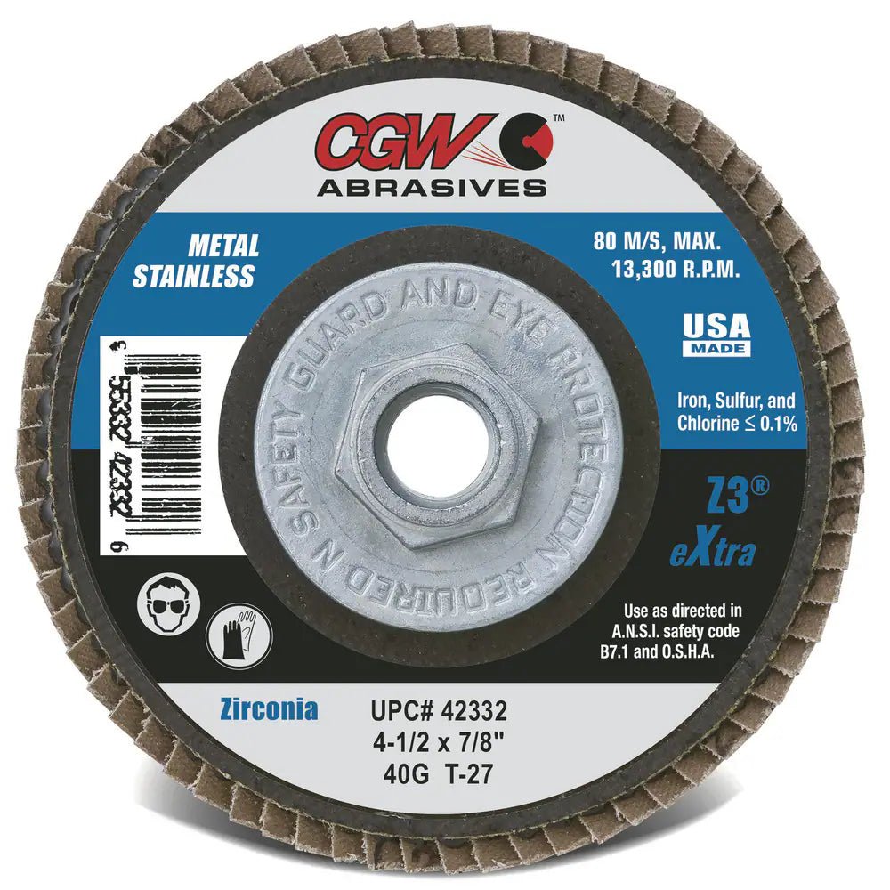 CGW 42335 Flap Disc: 5/8-11 Hole, 80 Grit, Zirconia Alumina, Type 29 - KVM Tools Inc.KV82283938