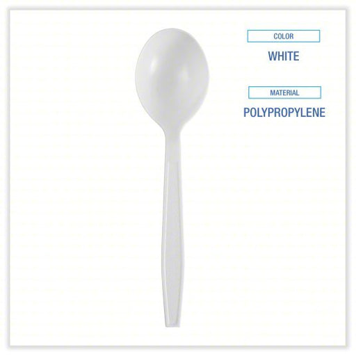 Boardwalk BWKSSHWPPWIW Disposable Soup Spoon White, Heavy-Wt, Plastic, Wrapped, 1,000 PK - KVM Tools Inc.KV799LL9