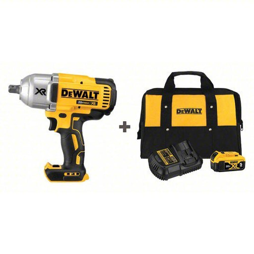 Dewalt DCF899B & DCB205CK Impact Wrench: 1/2 in Square Drive Size, 1,200 ft-lb Breakaway Torque, Brushless Motor, (1) 5.0 Ah - KVM Tools Inc.KV58JL96