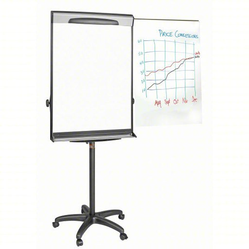 Mastervision EA48062119 Dry Erase Board Mobile/Casters, 42 in Dry Erase Ht, 29 1/2 in Dry Erase Wd, 27 in Dp, Black, White - KVM Tools Inc.KV52XG93