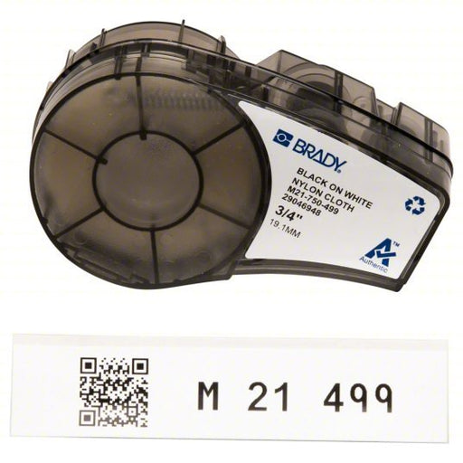 Brady M21-750-499 Nylon Cloth Wire & Cable Labels, 3-4"W X 16'L, Black-White - KVM Tools Inc.KV3PXW5