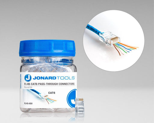 Jonard RJ45-650 RJ45 CAT6 Pass-Through Connectors, PK 50 - KVM Tools Inc.KV329FC5