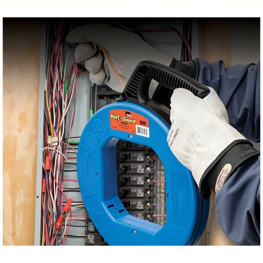Ideal 31-544 Fish Tape 120 ft Lg, Manual Wind Tape Retraction, 350 lb Tensile Strength, 12 in Case Dia - KVM Tools Inc.KV6ECR4