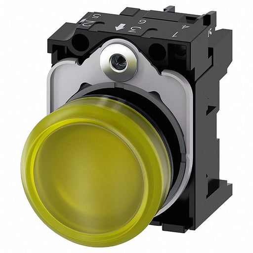 Siemens 3SU1102-6AA30-1AA0 Pilot Light Complete, Round Shape, Yellow - KVM Tools Inc.KV411J80