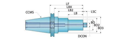 Parlec C40-75SM2 Shell Mill Holder CV40 Taper Size, 3/4 in Pilot Dia., 1-1/2 in Projection, High Speed Steel - KVM Tools Inc.KV2MLF6